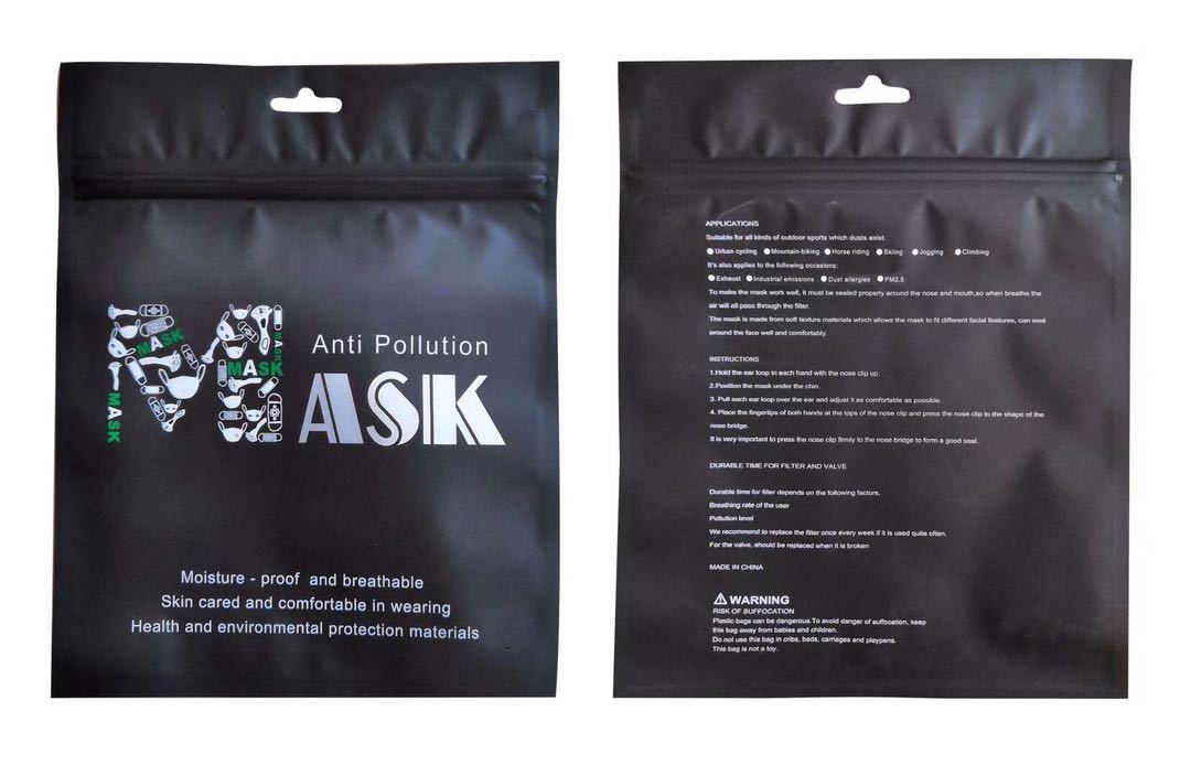 Logo personnalisé masque de coton noir 3 couches imprimé avec filtre à charbon