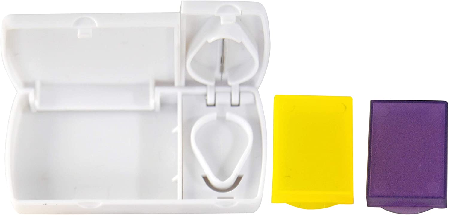 Petite boîte de rangement de pilules en plastique portable avec cutter