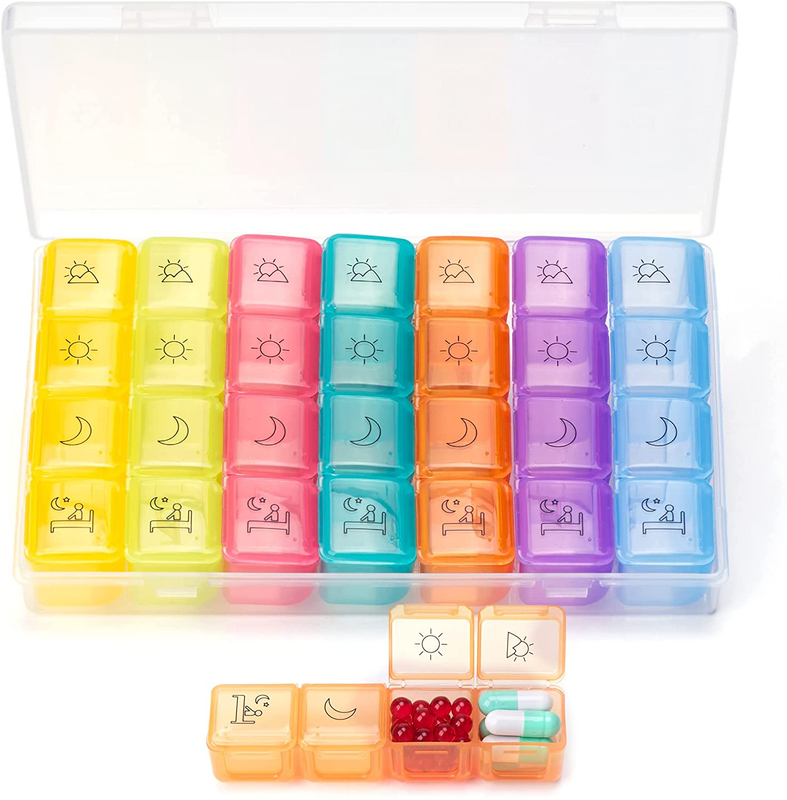 Cas de pilules de médicaments quotidiens hebdomadaires portables
