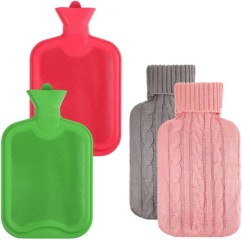 Bouillotte en caoutchouc 2L avec housse tricotée pour soulager la douleur des crampes