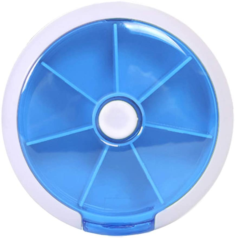 Pilulier hebdomadaire rotatif à bouton poussoir avec 7 compartiments