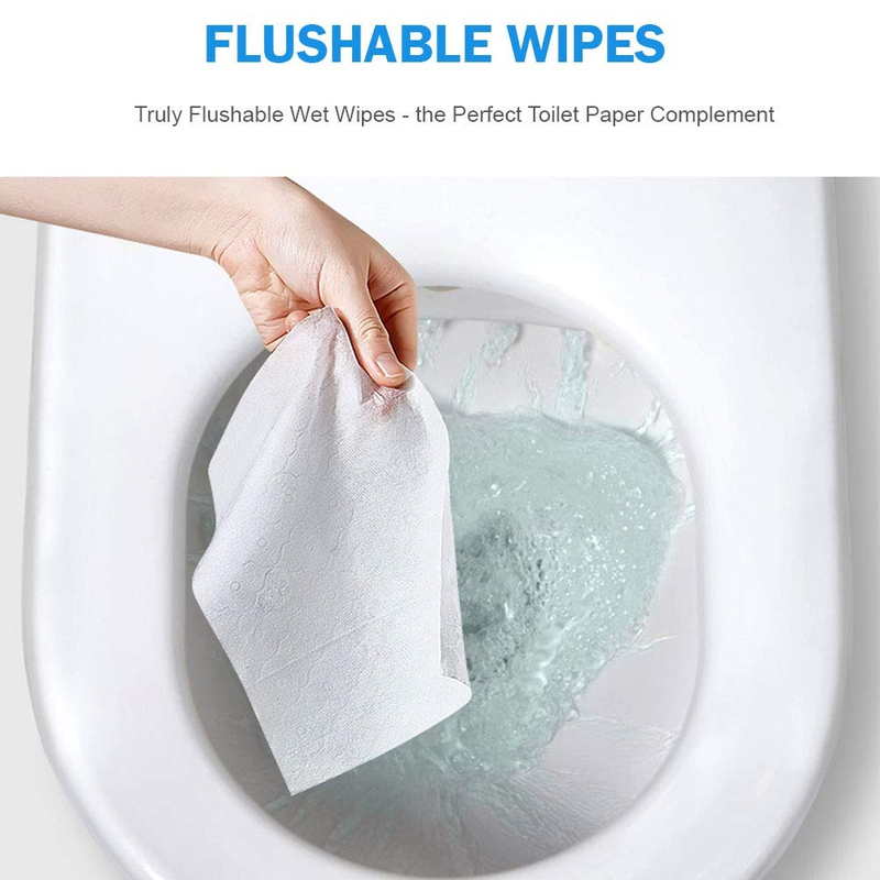 Grandes lingettes humides dispersibles parfumées dans les toilettes pour adulte