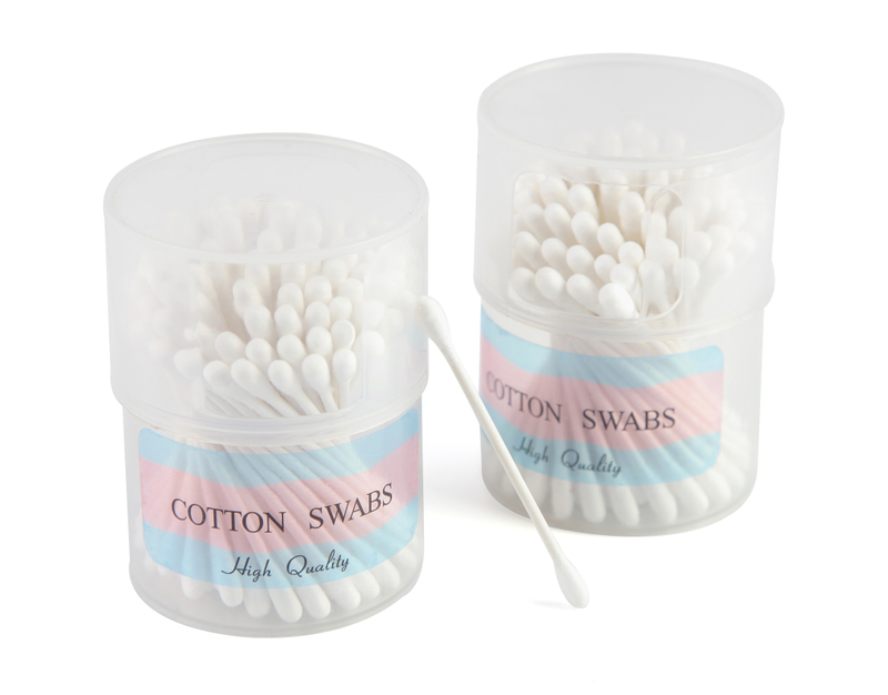 Coton-tige blanc jetable avec boîte en plastique pour le maquillage