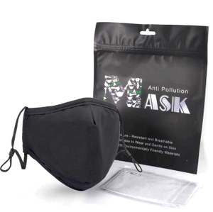 Masque en coton noir réutilisable à 3 couches avec filtres